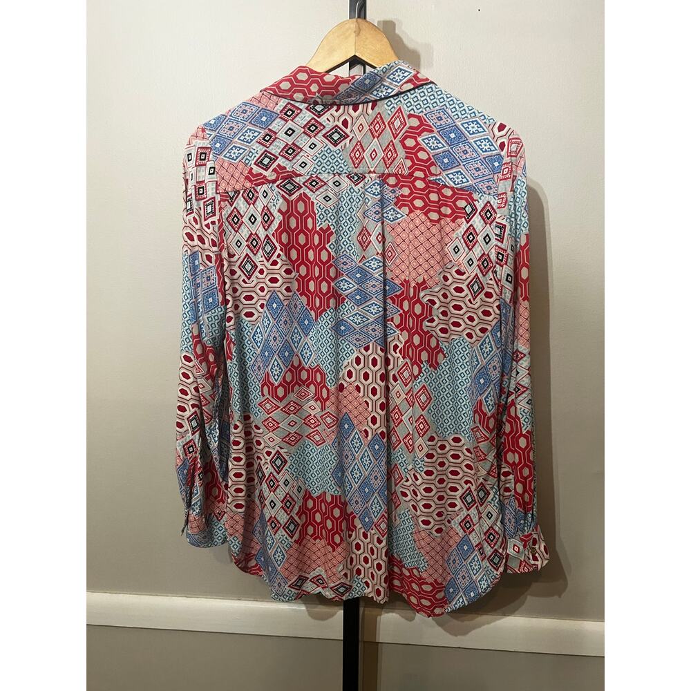 Talbots 100% Rayon Button Down Blouse Patchwork P… - image 3